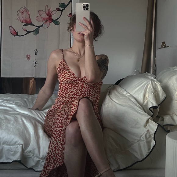 Red leopard print frill dress🐆 - Picture 3 of 6